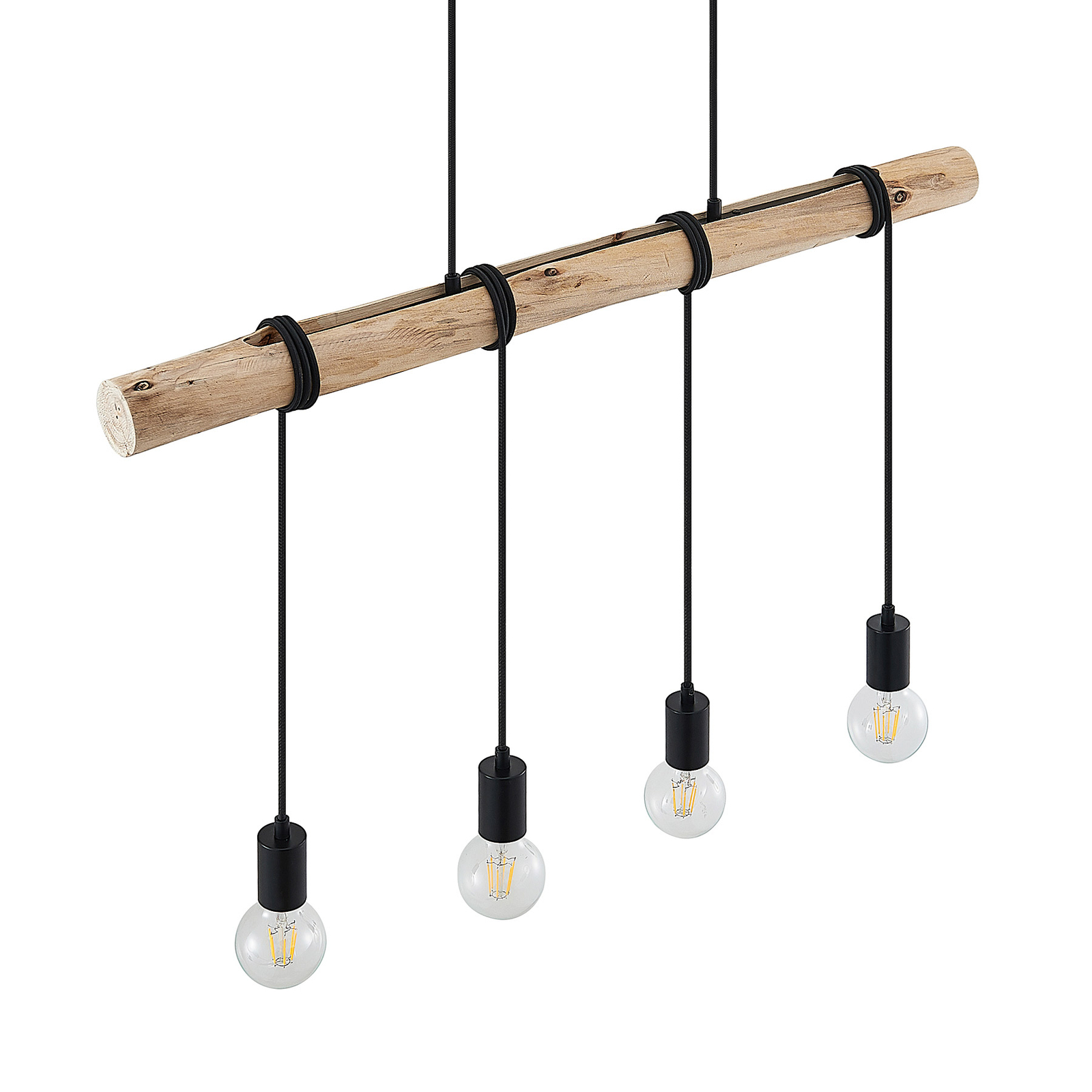Lindby Ferris træ-hængelampe, 4 lyskilder