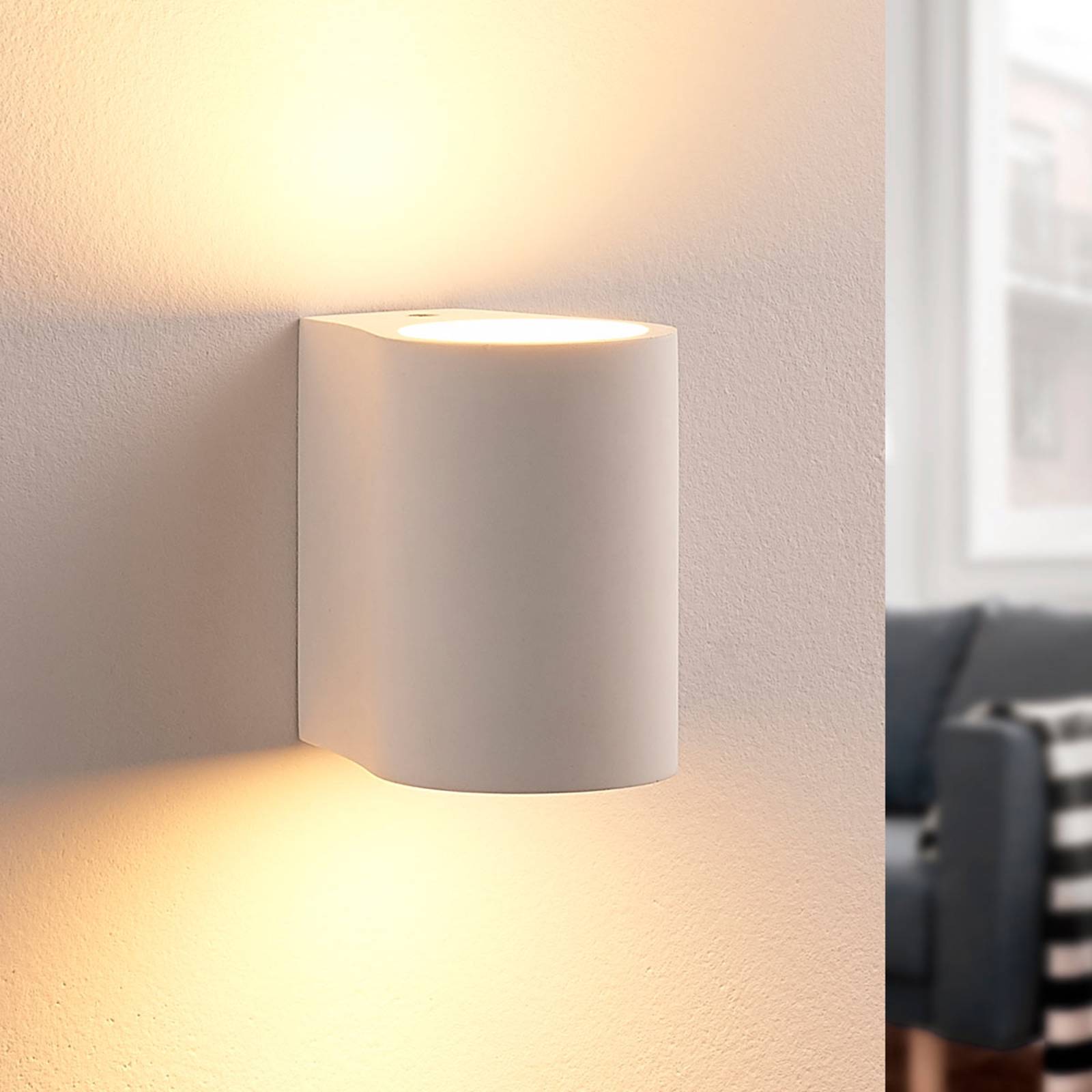 LED-Wandleuchte Jannes aus Gips, rund