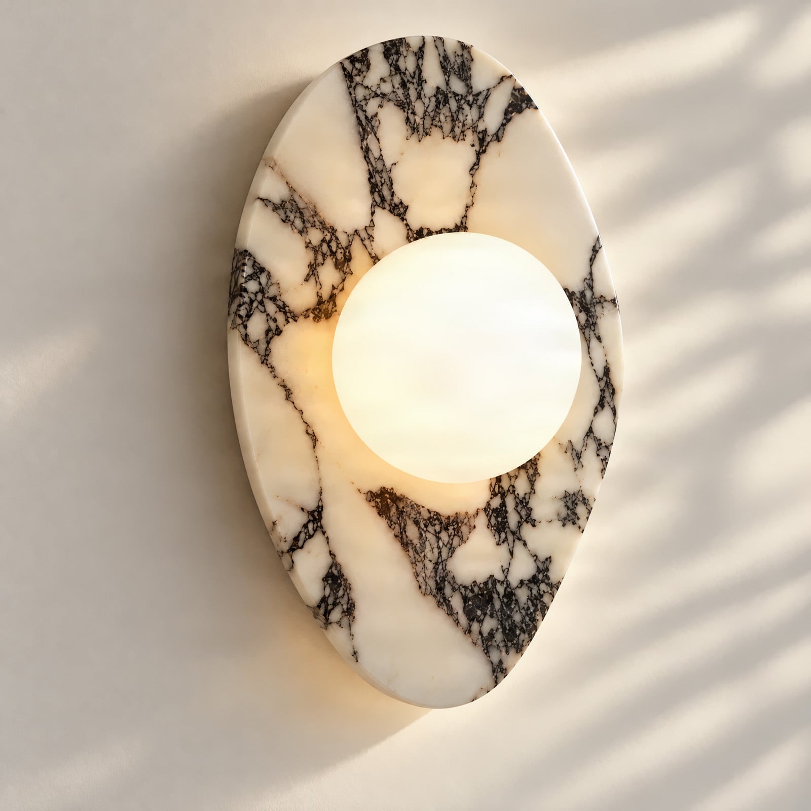 Mavi vegglampe, høyde 31 cm, G9, marmor, glass – Nola - Stue - Design - Rund
