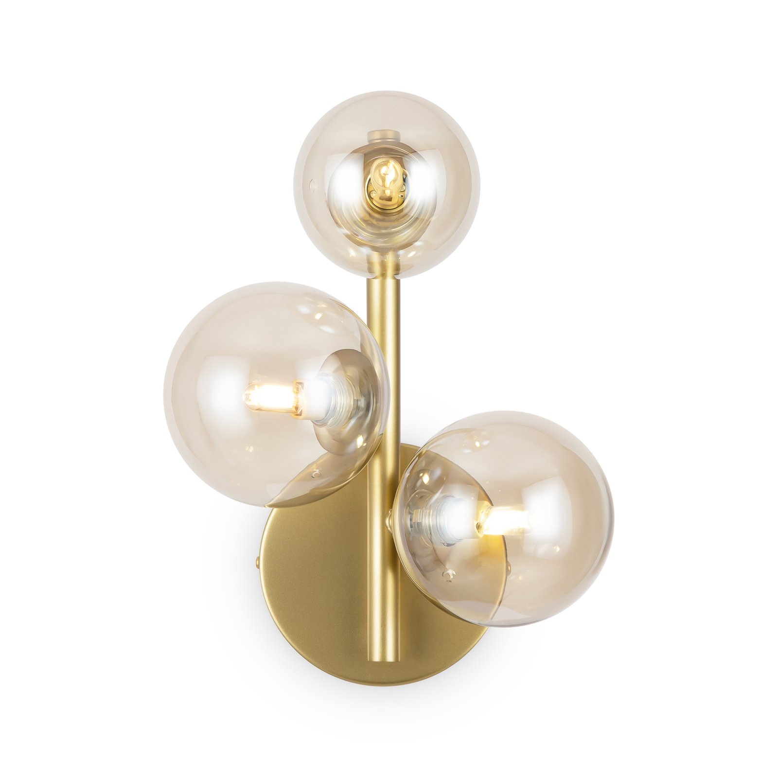 Maytoni Wandlampe Dallas, gold/klar 3-flg. Glas Höhe 25,5 cm