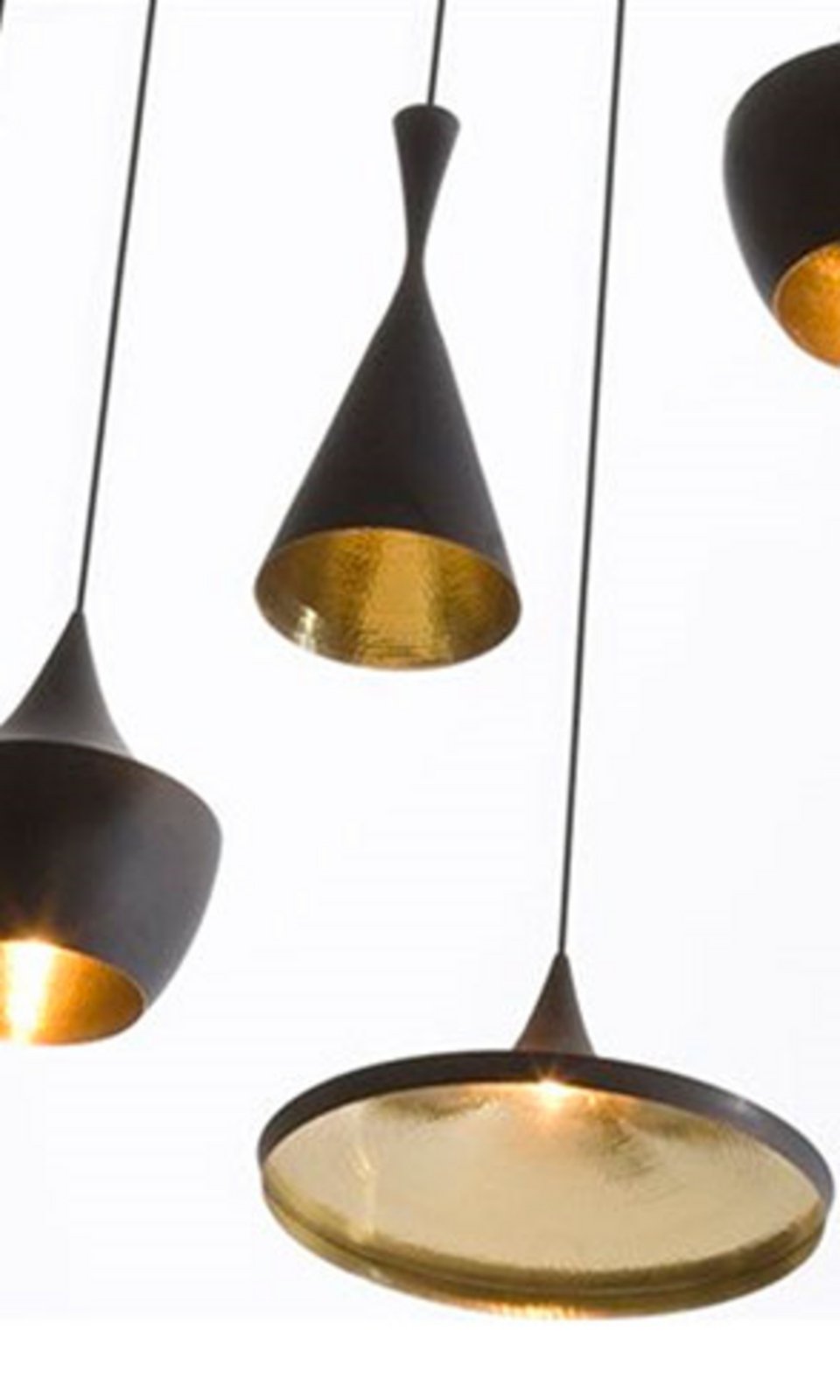 Beat Tall LED Závěsná Lampa Matt Black/Brass - Tom Dixon