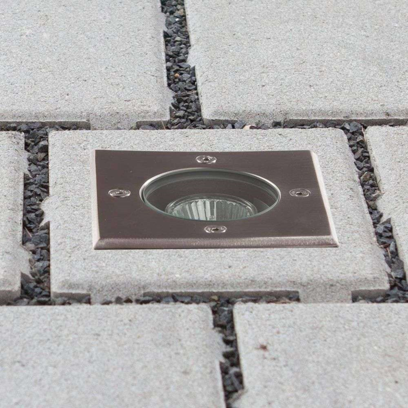 Ava Square Recessed Ground Spot IP67 Steel - Lucande