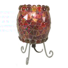 Lampada da tavolo Enya mosaico di vetro rosso