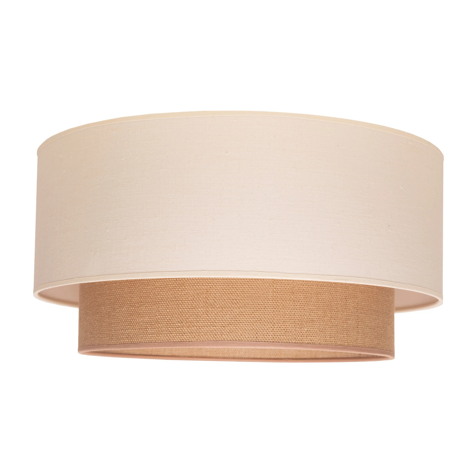 Plafoniera Boho, ecru/marrone, Ø 45 cm, tessuto