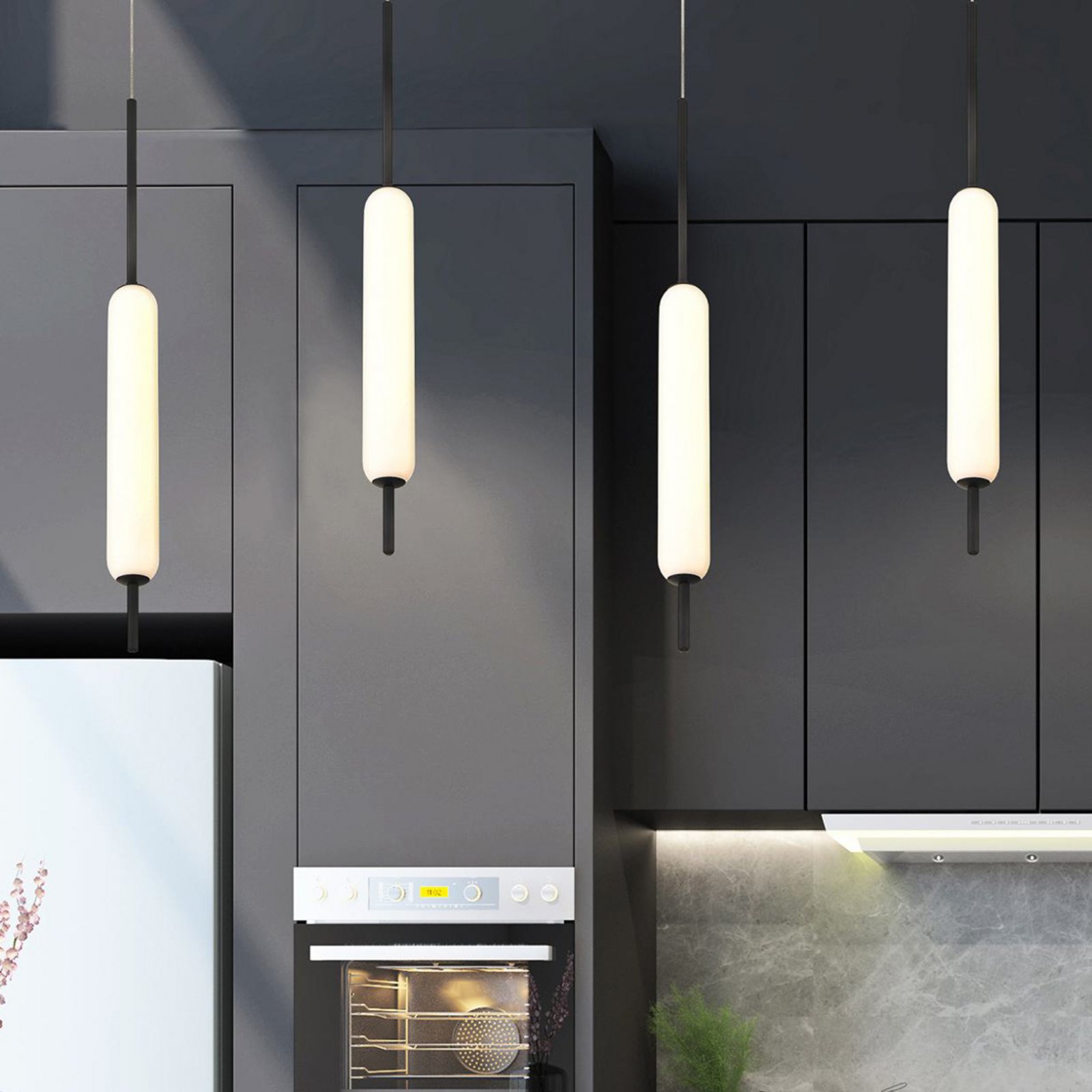 CUMBERLAND LED pendant light, black, Ø 13 cm, metal/glass