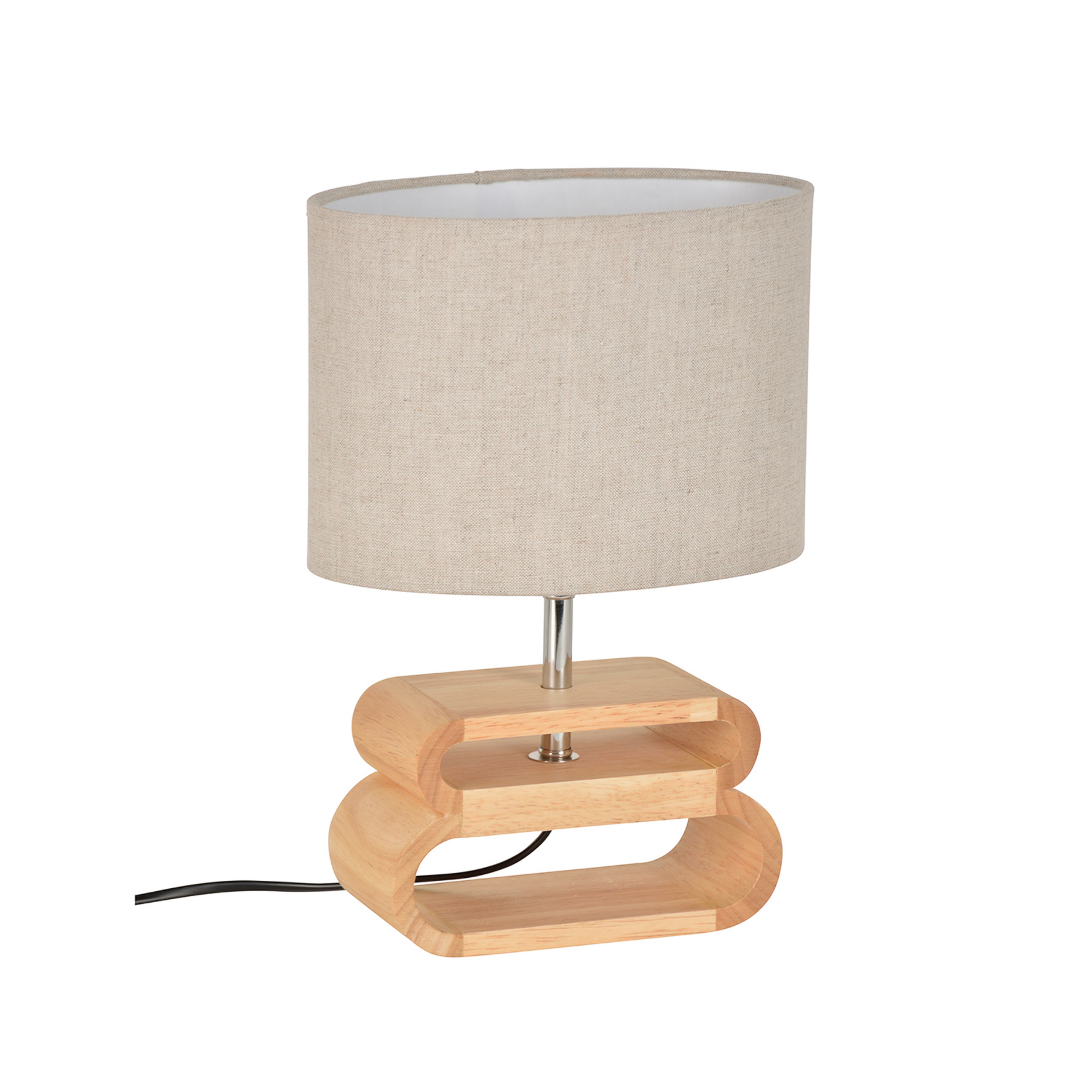 Lampada da tavolo Oslo bianco/legno chiaro, altezza 30 cm - COREP SAS