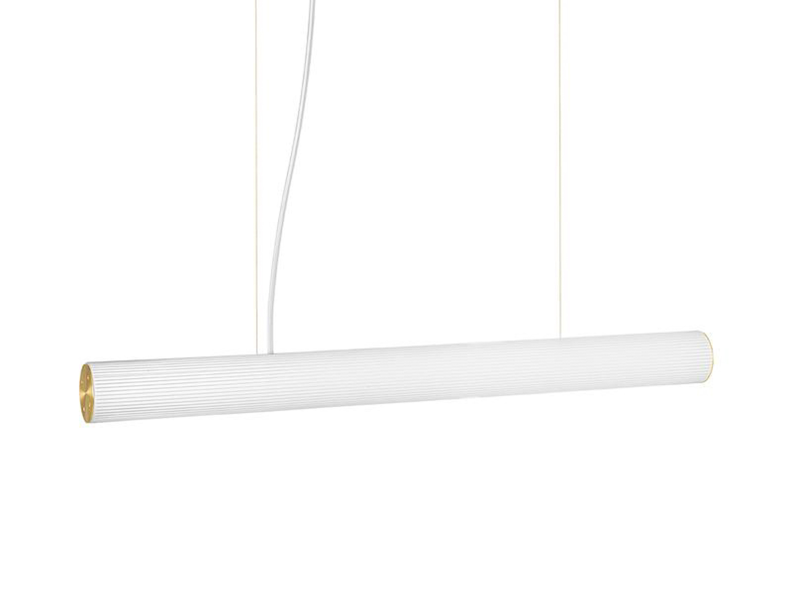 ferm LIVING Vuelta 100, white/brass-coloured, remote control, dimmable