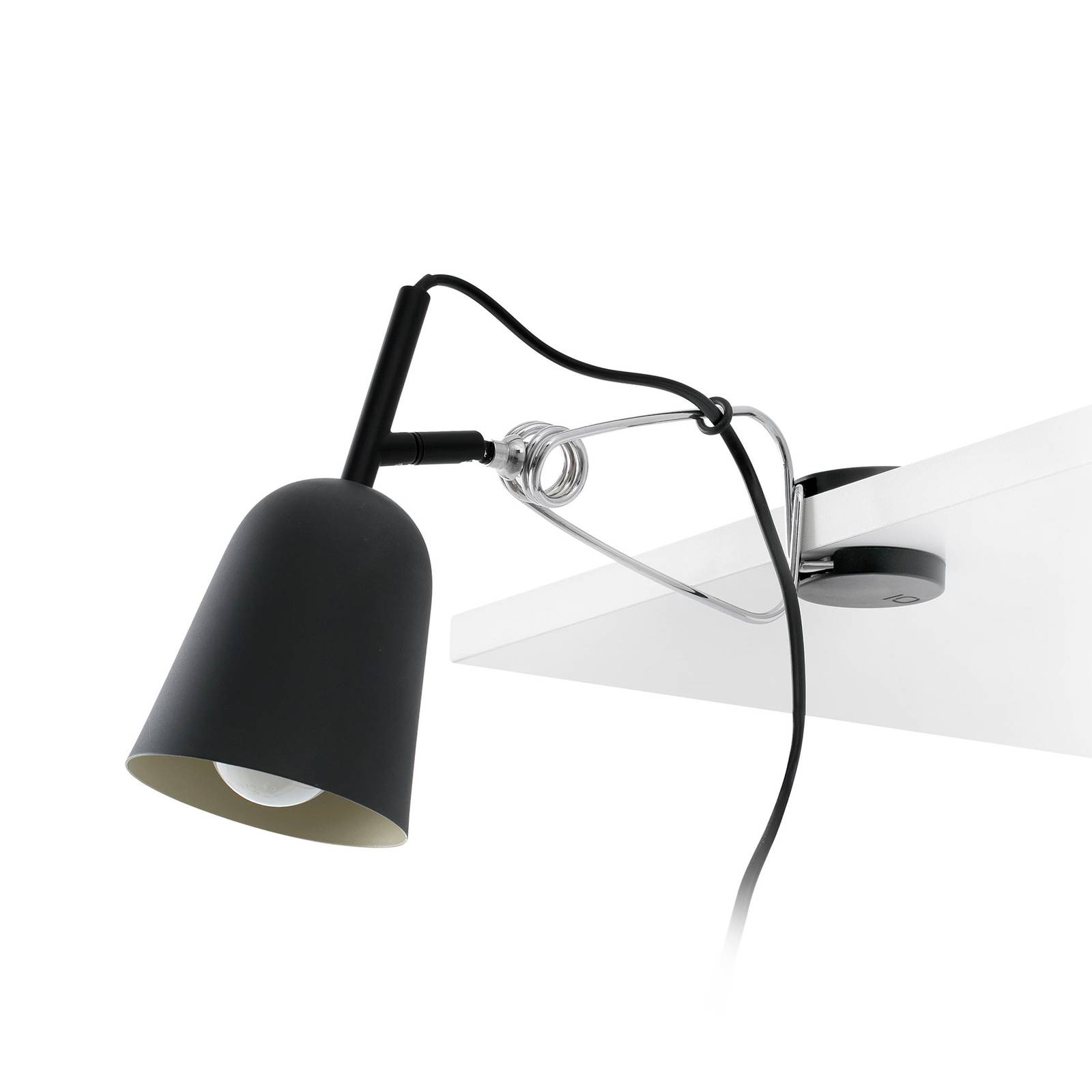 FARO BARCELONA Studio clip-on light, black/cream, for Workroom / Office, metal, plastic, E14, 15 W, W: 9 cm, H: 14 cm