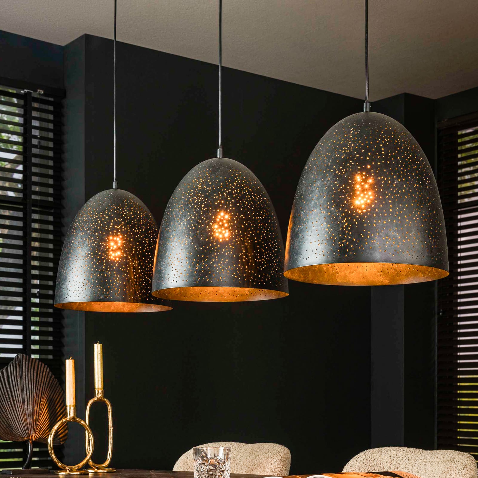 Pendelleuchte Kosmos, schwarz, Metall, 3-flammig, E27, 120cm