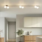 Plafonnier Imelo, marron, à 6 lampes, verre, longueur 200 cm