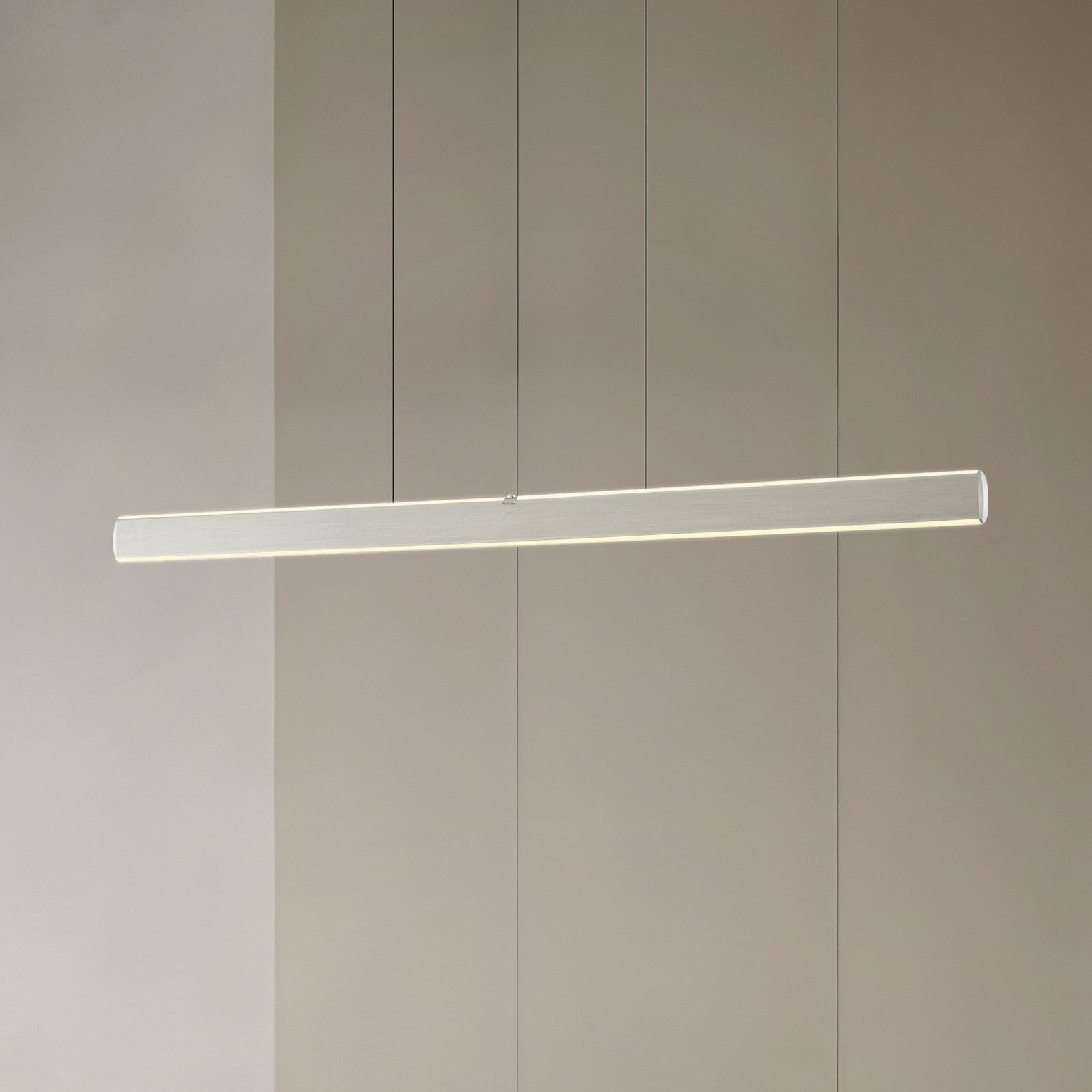 Lucande LED κρεμαστή λάμπα Arvon, χρώμα αλουμινίου, 116cm, ρυθμιζόμενη ένταση,