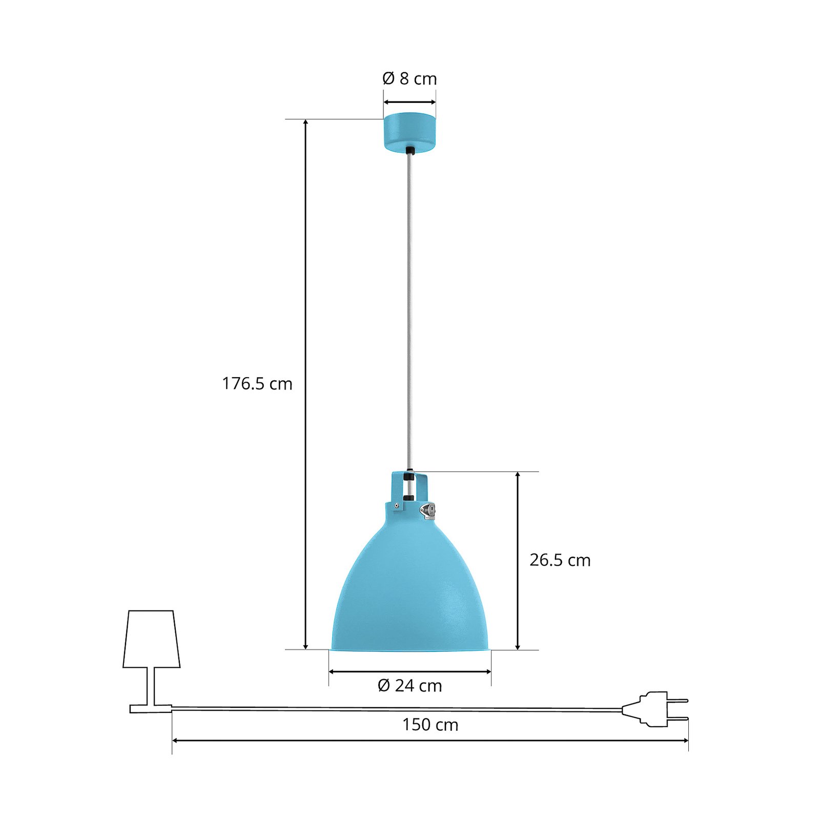 Jieldé Augustin A240 lámpara colgante azul mate