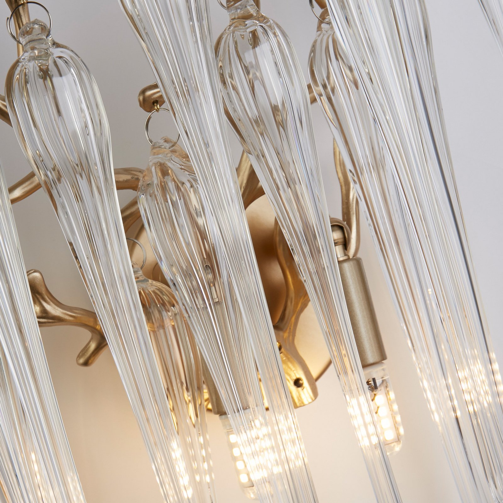Sienas lampa Heritage, platums 25 cm, zelta krāsā/caurspīdīga, stikls