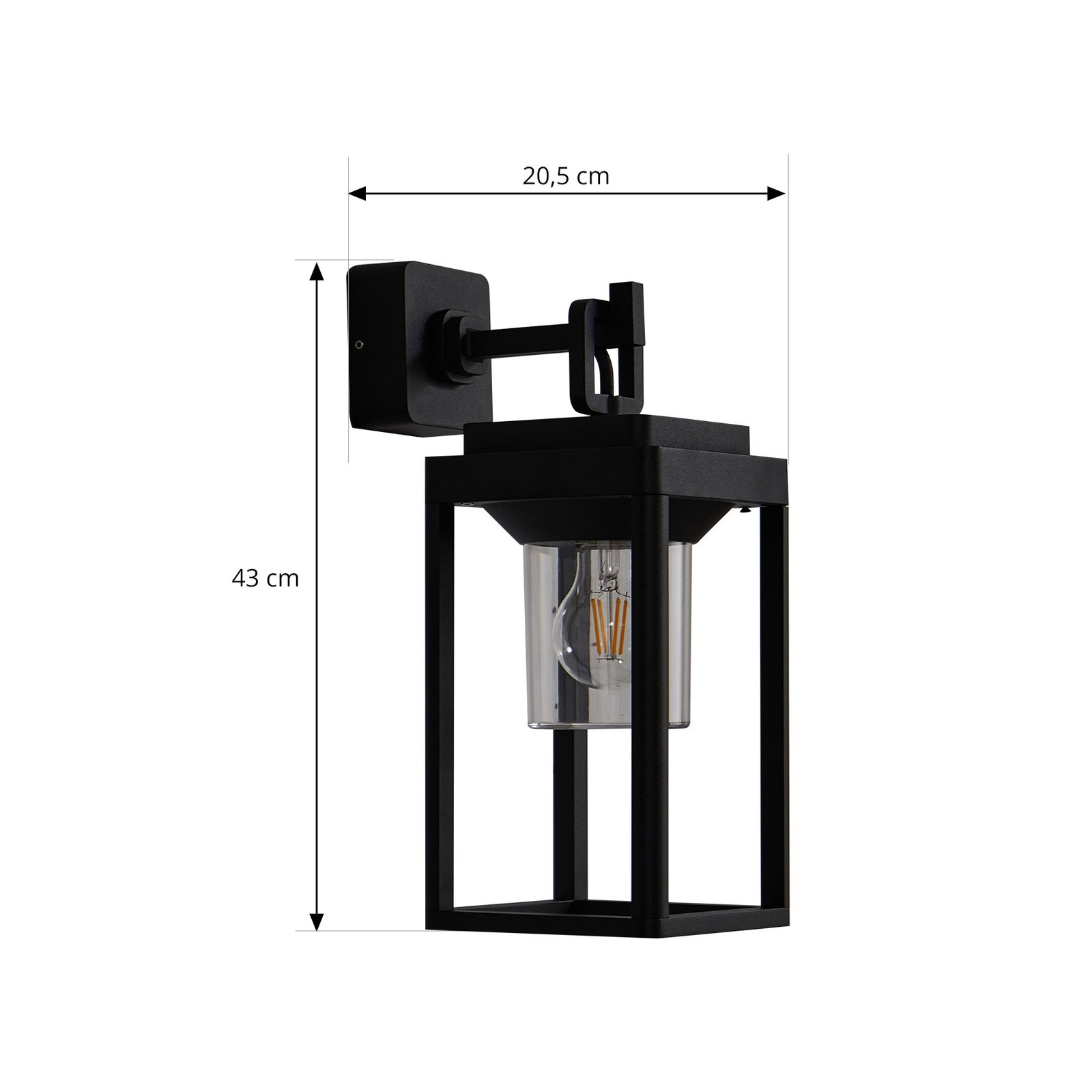 Lucande Außenwandleuchte Milanka, 43 cm, schwarz, IP65, E27