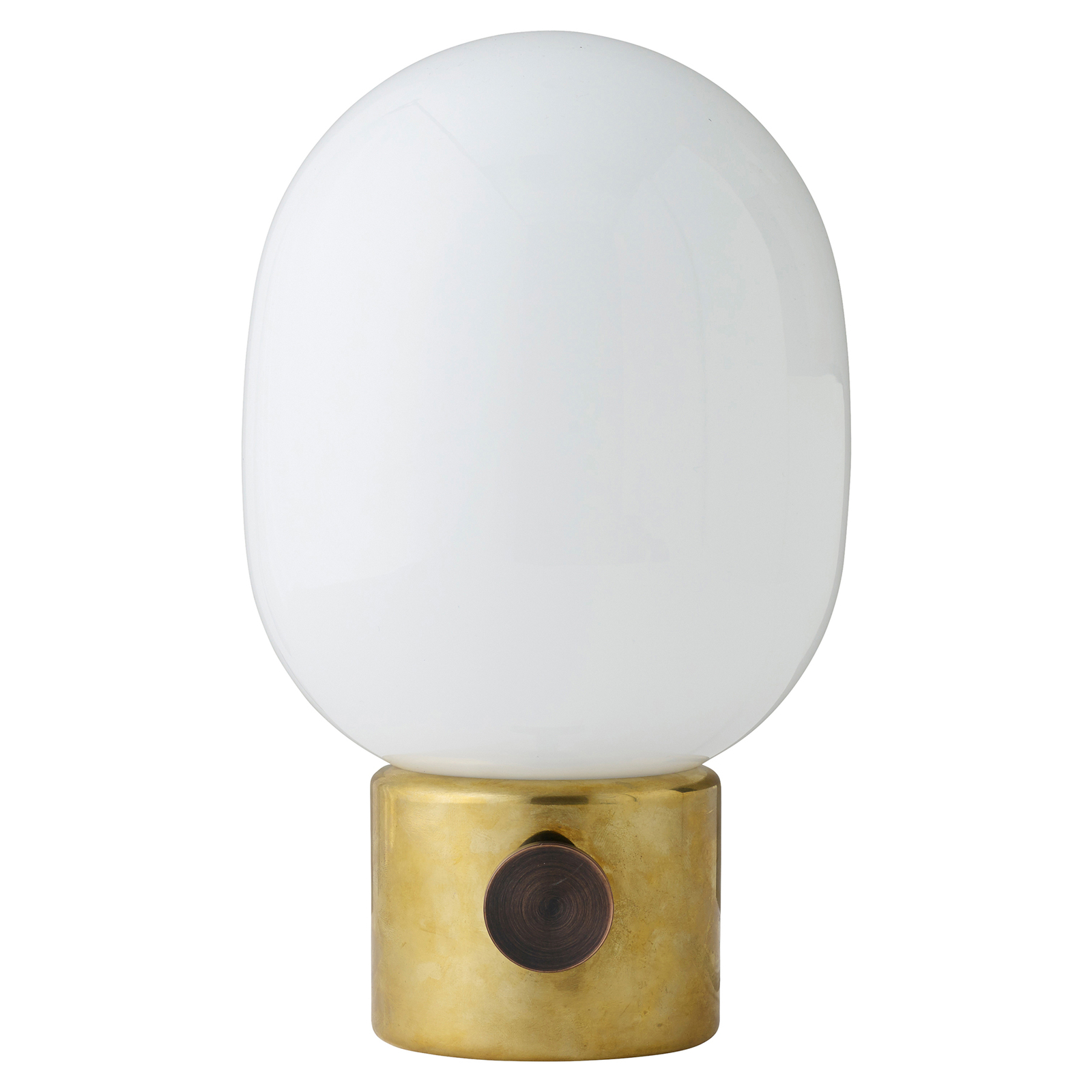 MENU Menu JWDA table lamp, polished brass, for Living / Dining Room, opal glass, brass, G9, 40 W, energy efficiency: A++, H: 29 cm