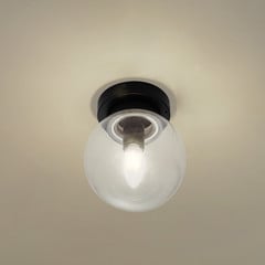 Stropní svítidlo Lucande Badolo, černé, sklo, Ø 15 cm, IP44