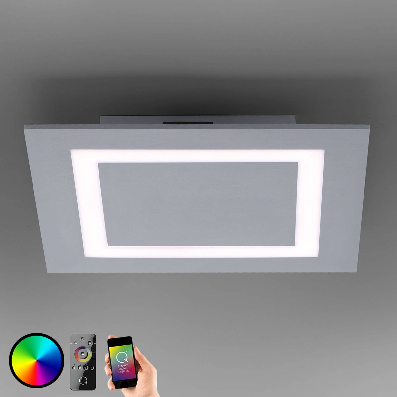 Lampa sufitowa LED Q-Miran, ZigBee – 30 x 30 cm