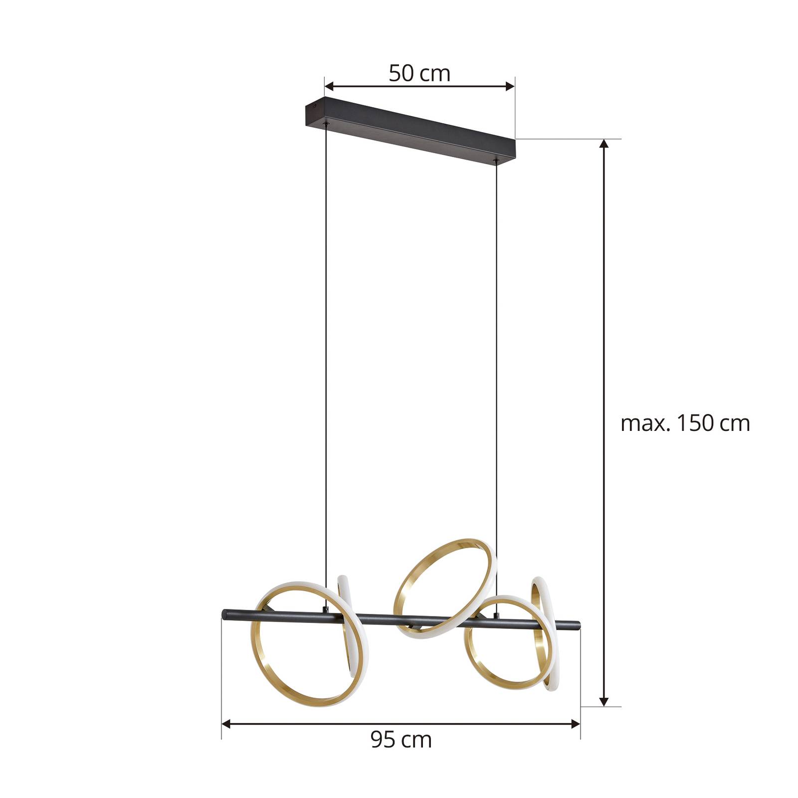Lampa wisząca Lucande LED Madu, czarna, metal, 92,5 cm długości