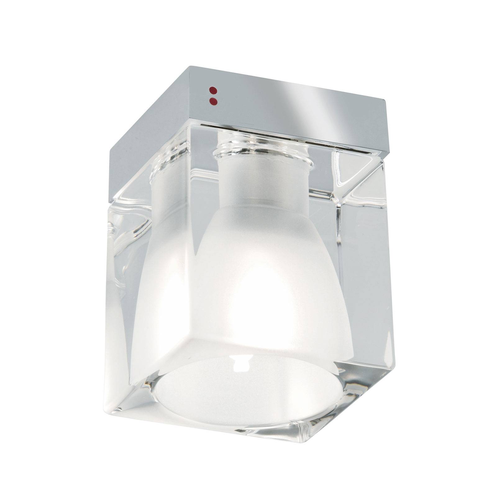 Fabbian Cubetto ceiling light 1-bulb, clear, for Living / Dining Room, glass, metal, GU10, 7 W, energy efficiency: A++, L: 8 cm, W: 8 cm, H: 10.7 cm