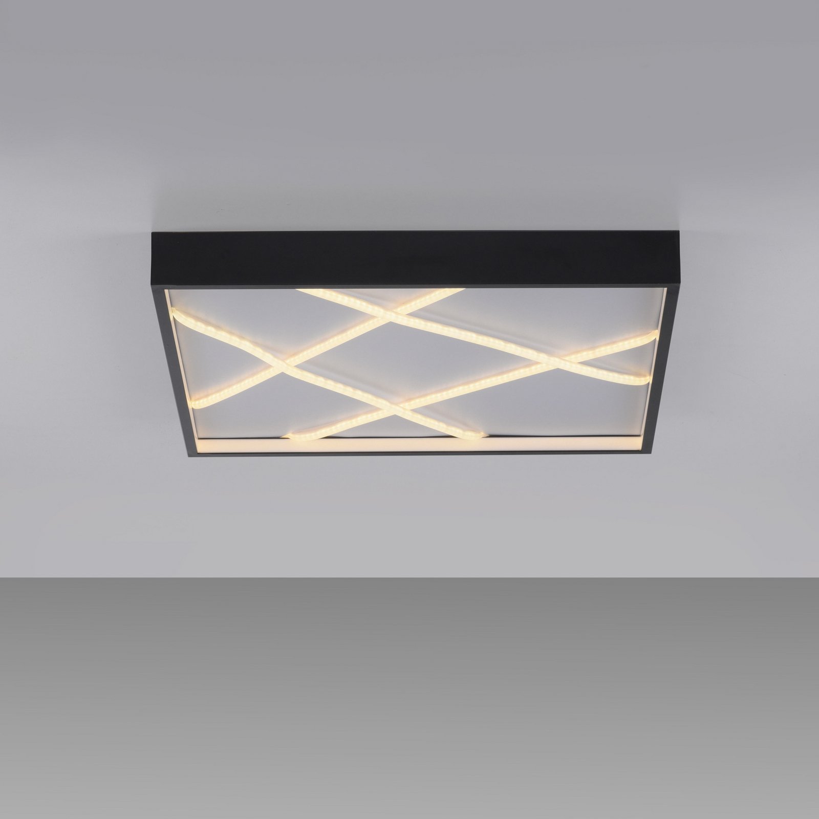 JUST LIGHT. LED plafondlamp Mikado, 50 x 50 cm, zwart