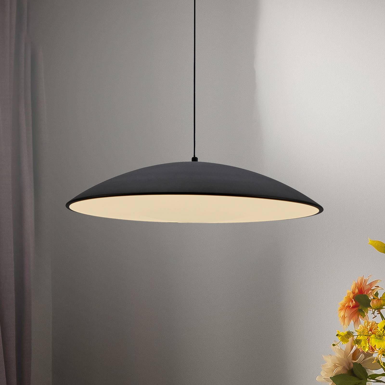 Levně Schöner Wohnen LED závěsné světlo LENTE, černé, Ø 50 cm, kov, Switchdim