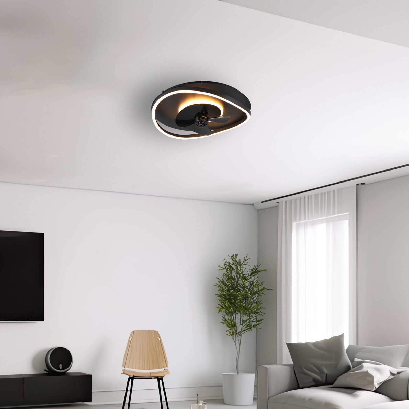 Ventilator LED Sortland, DC, silențios, 50 cm, CCT, telecomandă