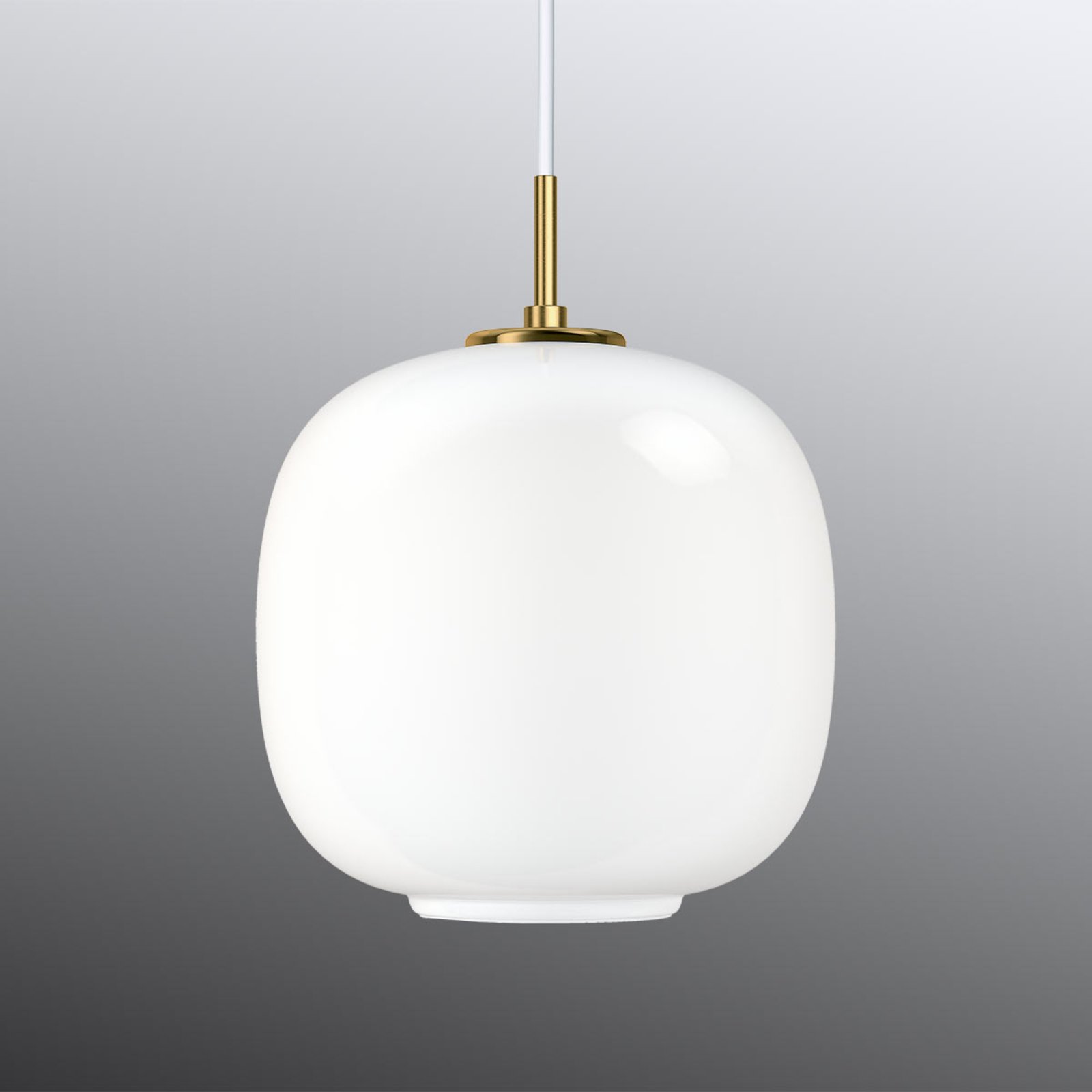 VL45 Radiohus Riippuvalaisin Ø250 V3 Messinki/Glossy White Opaali - Louis Poulse