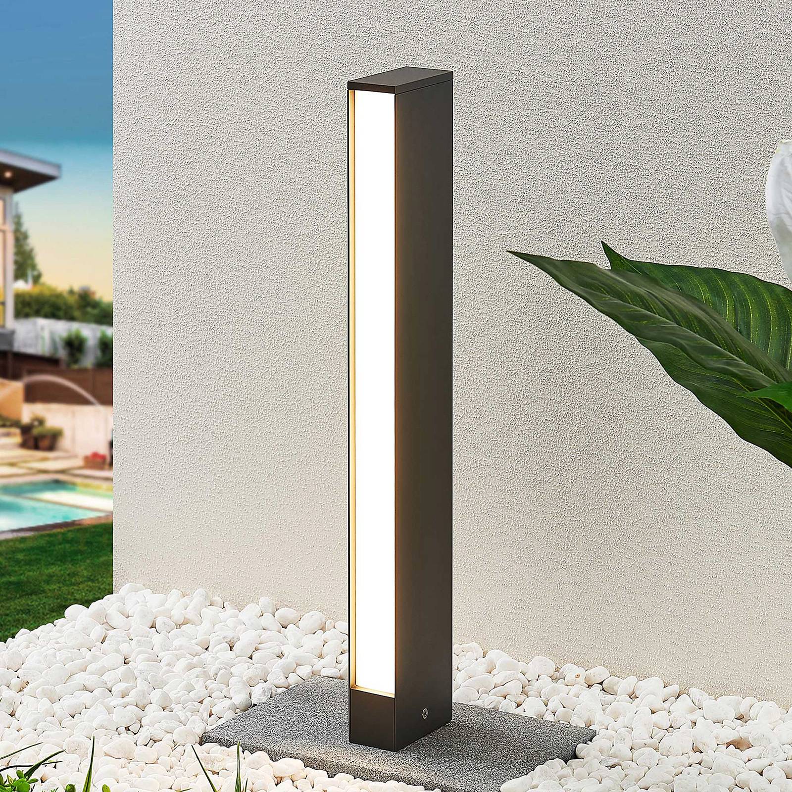 Lucande Lirka LED path light, dark grey, 1-bulb, die-cast aluminium, plastic, 6 W, energy efficiency: A+, W: 5 cm, H: 60 cm