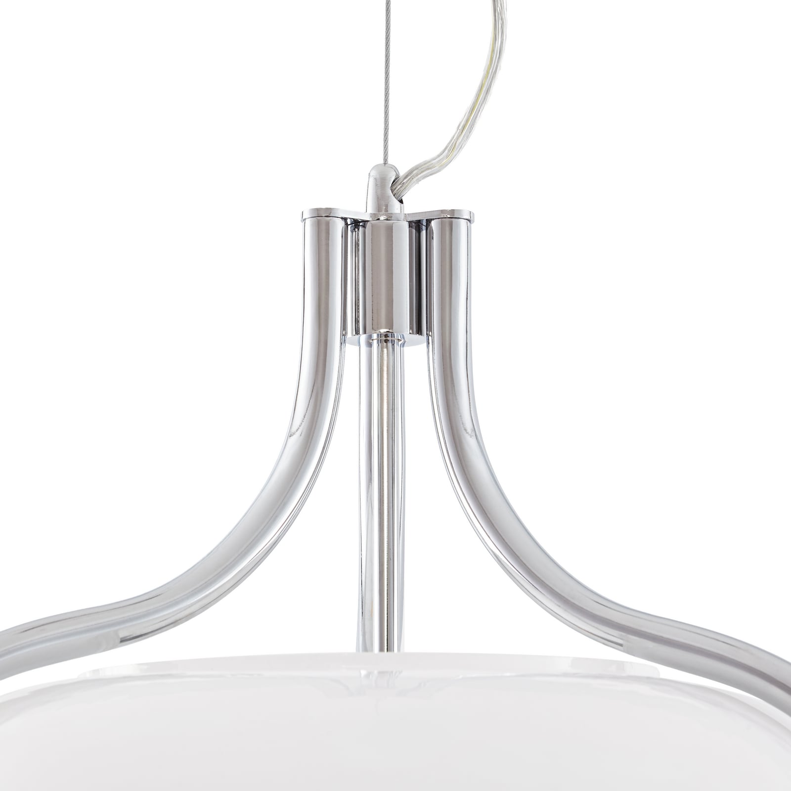 Lucande Christo pendant light, Ø 42 cm, chrome/white, glass