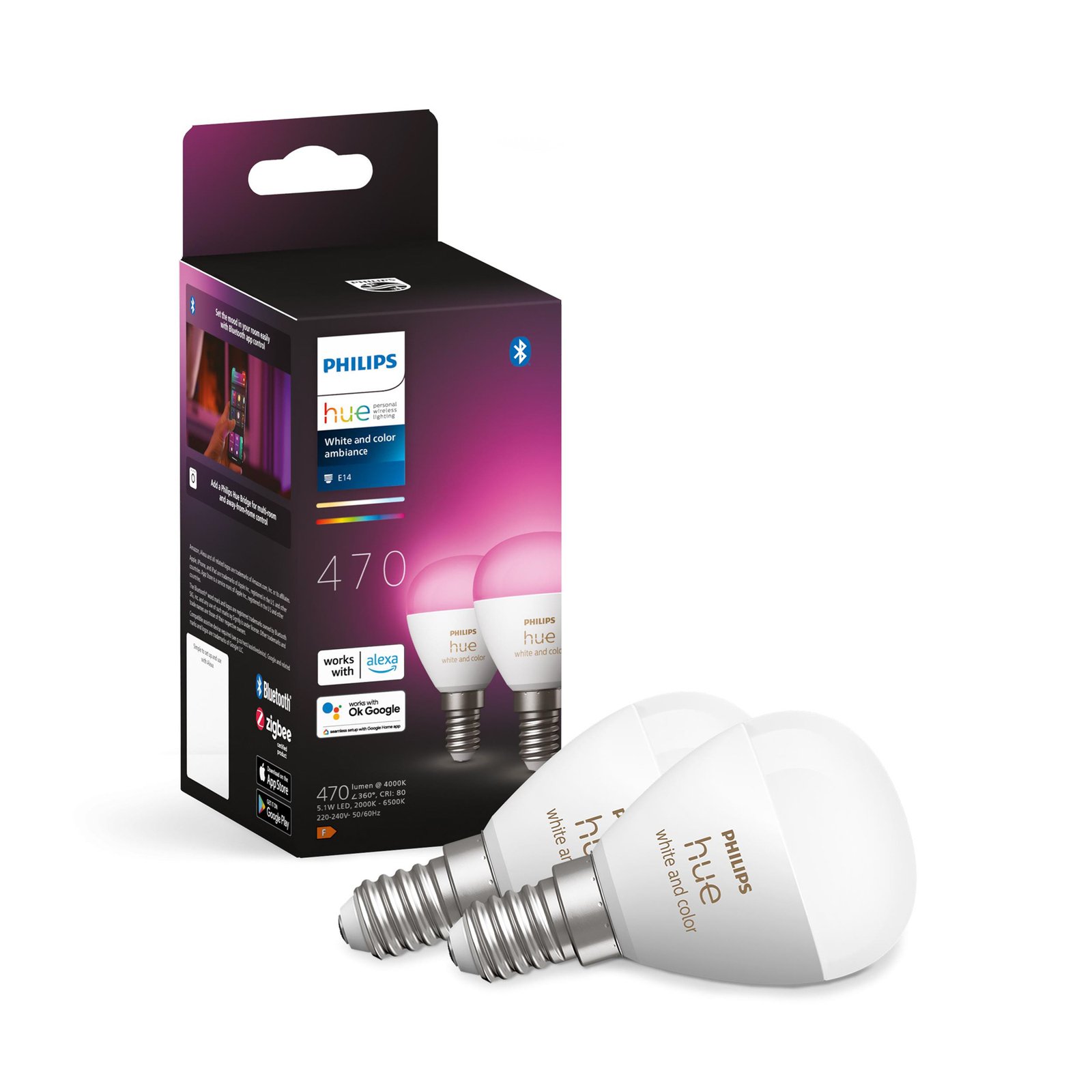 Philips Hue White&Color Ambiance E14 5,1W 2 ud