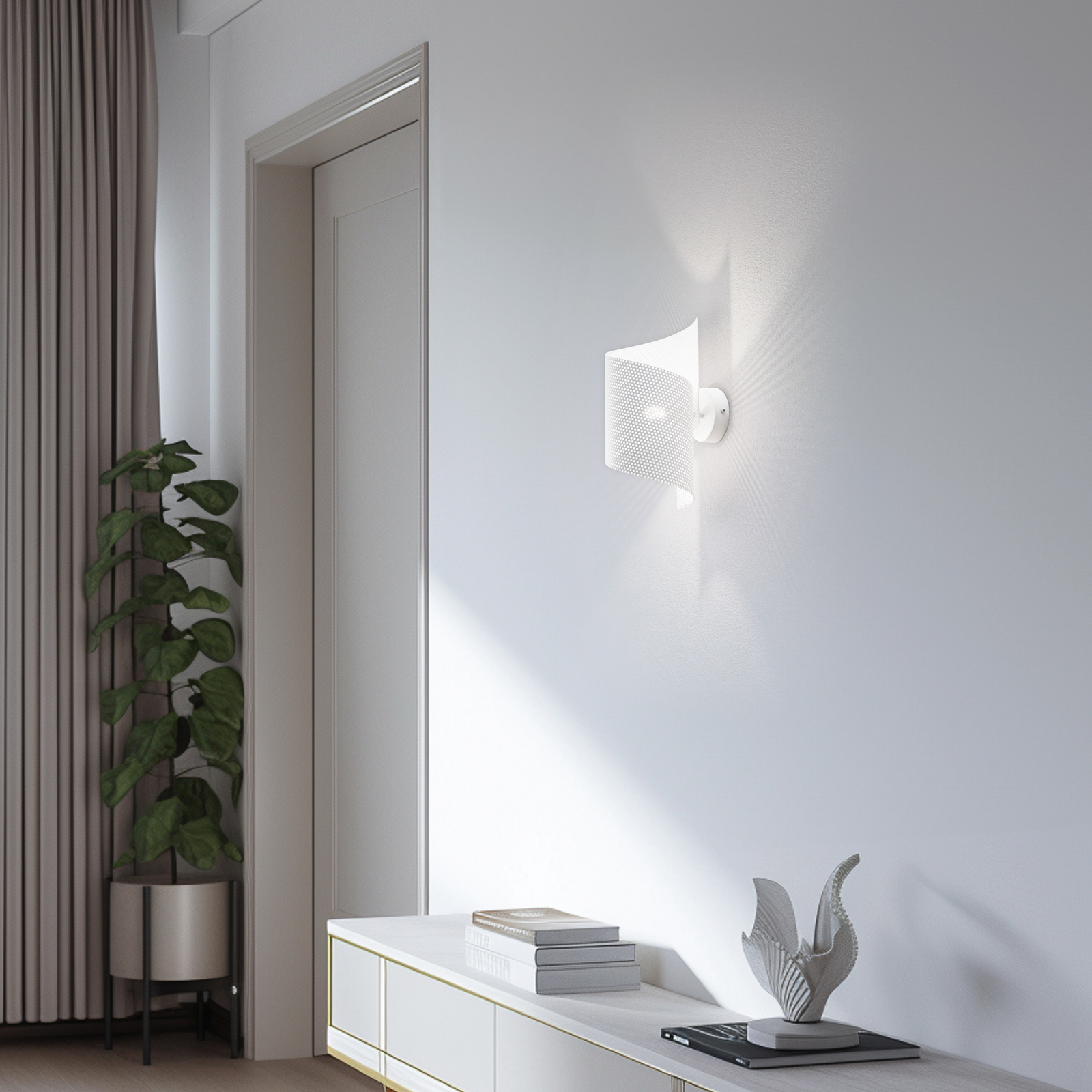 Spiral wall light, white, metal, G9, 29 cm high