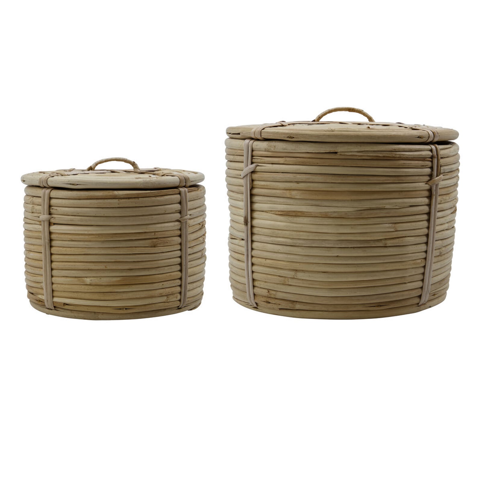 Cestino portaoggetti HDRound, rattan/bambù, set da 2 - House Doctor