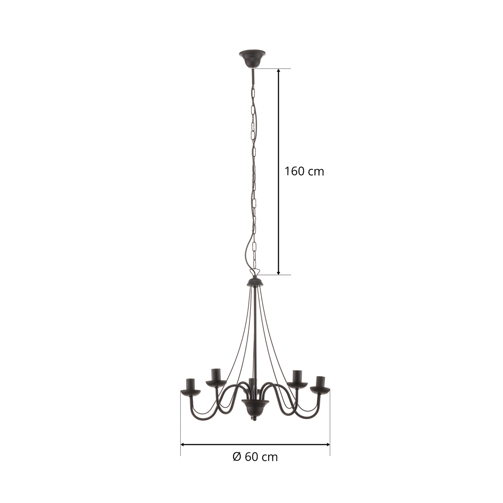 Malbo 5-bulb chandelier in black