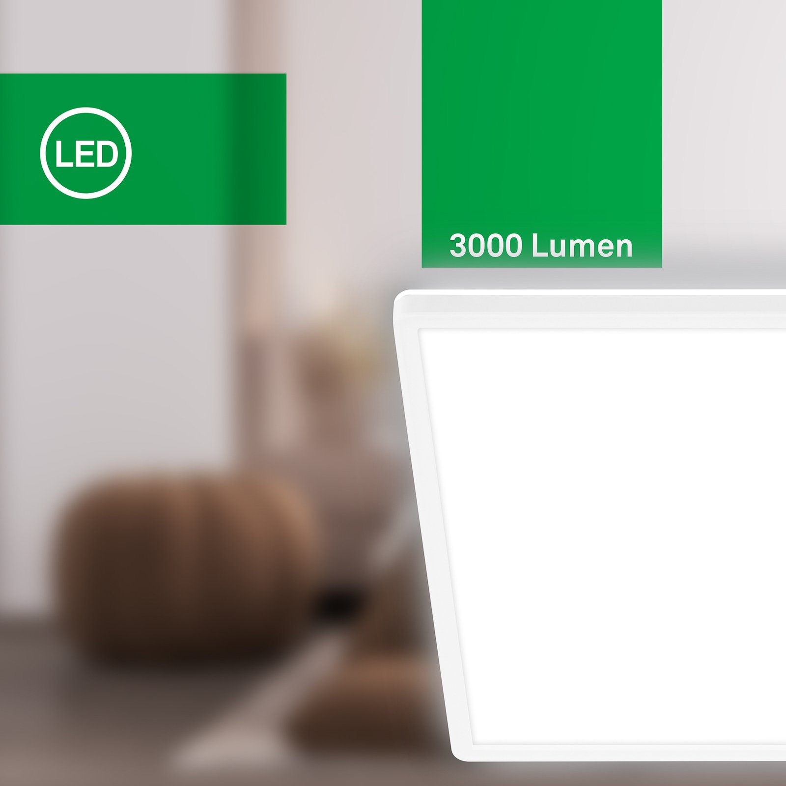 Plafón LED Tava A, 42x42 cm, plástico, blanco