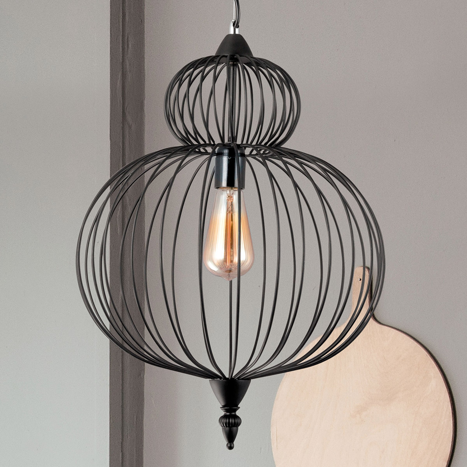 Zola pendant light with open cage shade