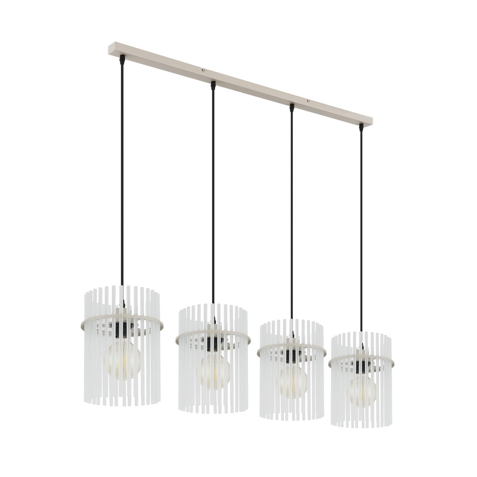 Hängelampe Gorley, weiß/sand, 4-flg., 110 cm, Glas, E27