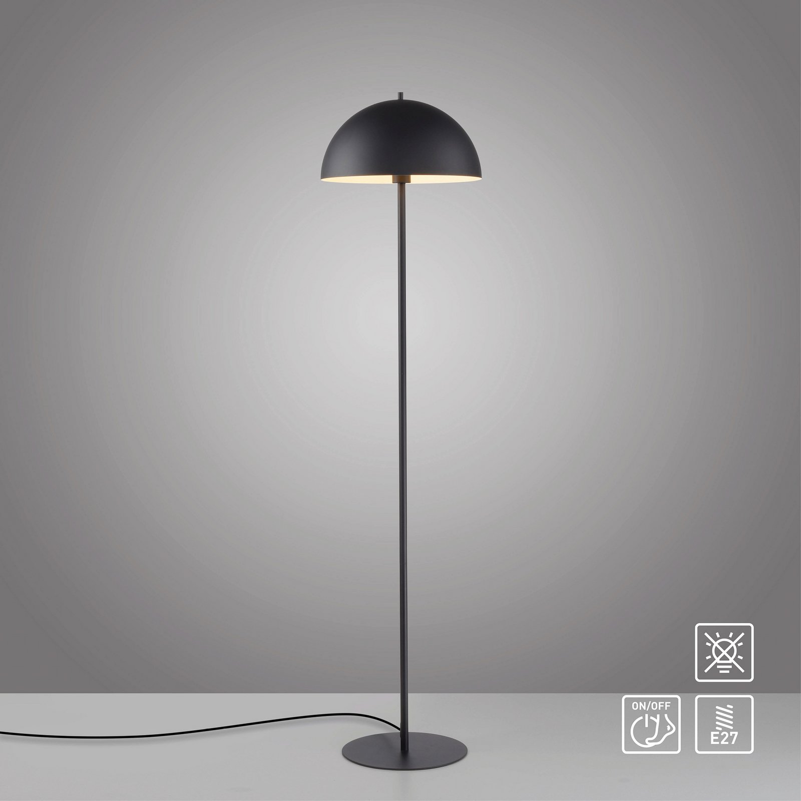 Schöner Wohnen Ali floor lamp, black, iron, E27 Schöner Wohnen Ali floor lamp, black, iron, E27
