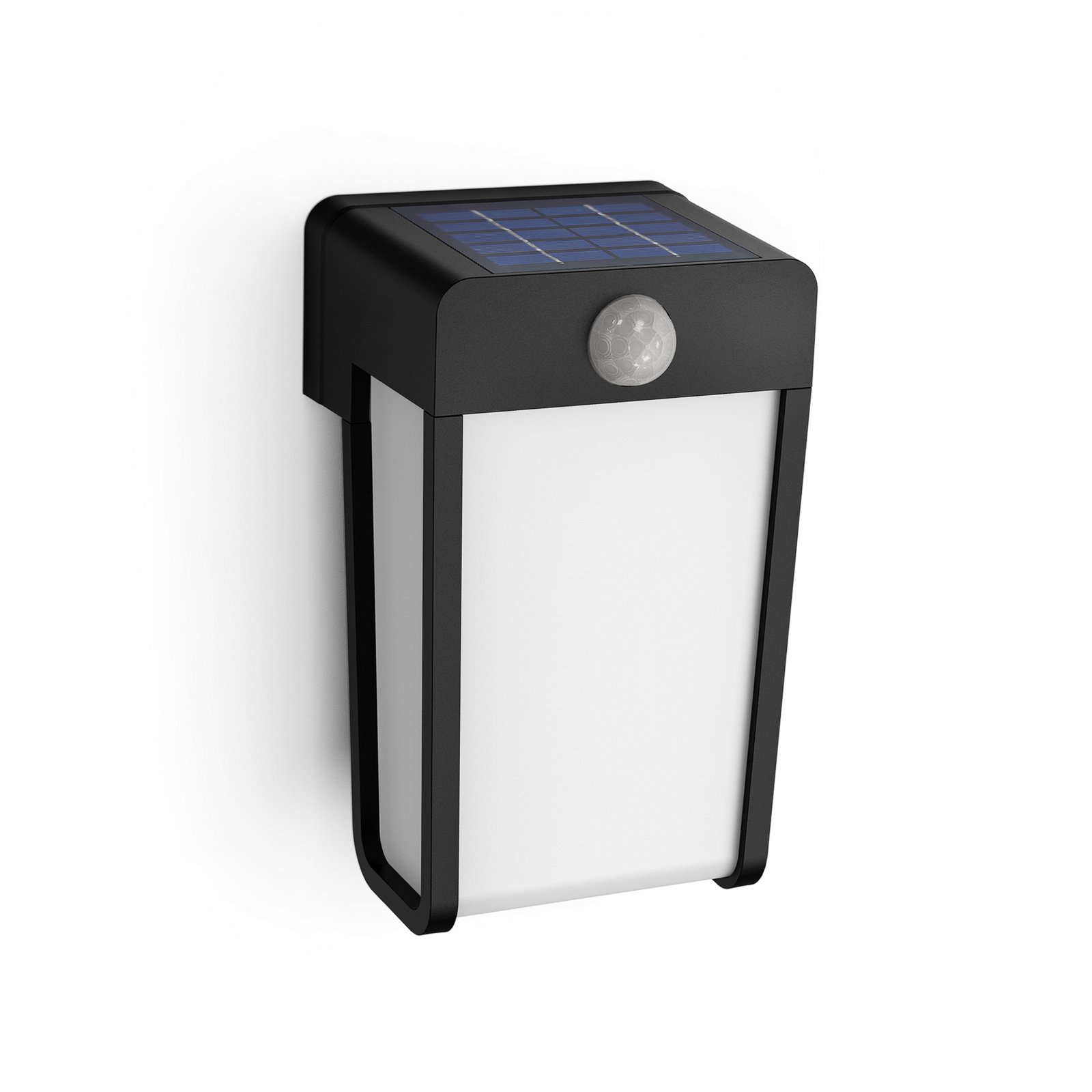 Philips LED слънчева стенна лампа Shroud, черна/опал, 2 броя