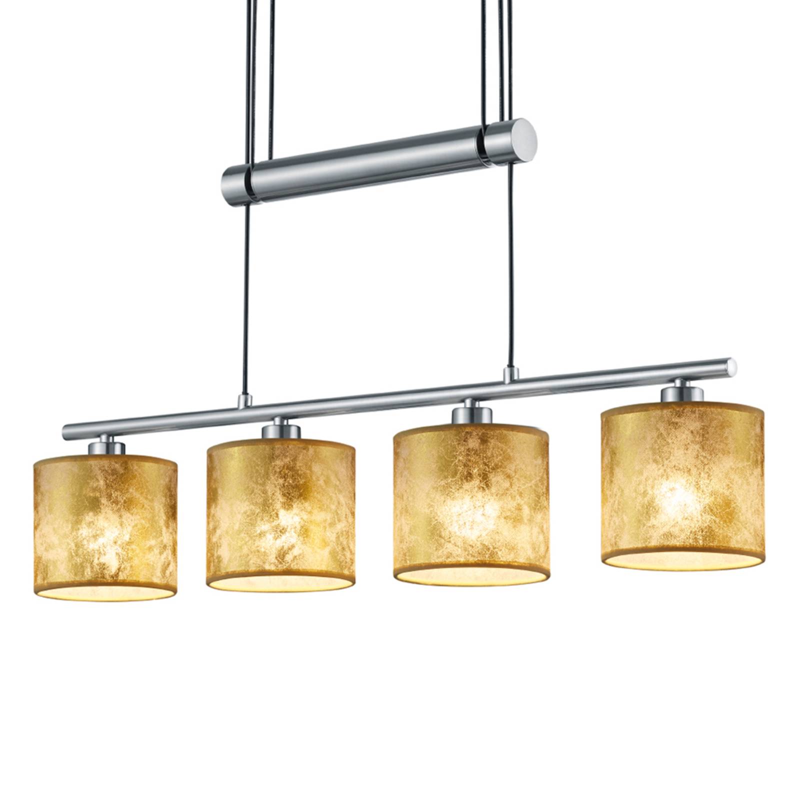 Trio Lighting Suspension Garda 4 lampes abat-jour dorés