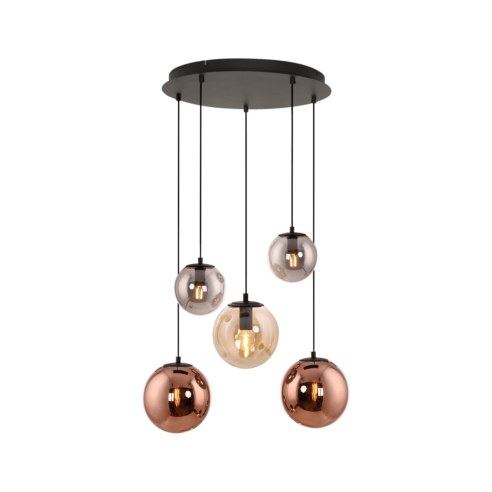 Shiny-riippuvalaisin, 5-lamppuinen, pyöreä, monivärinen, lasi, E14