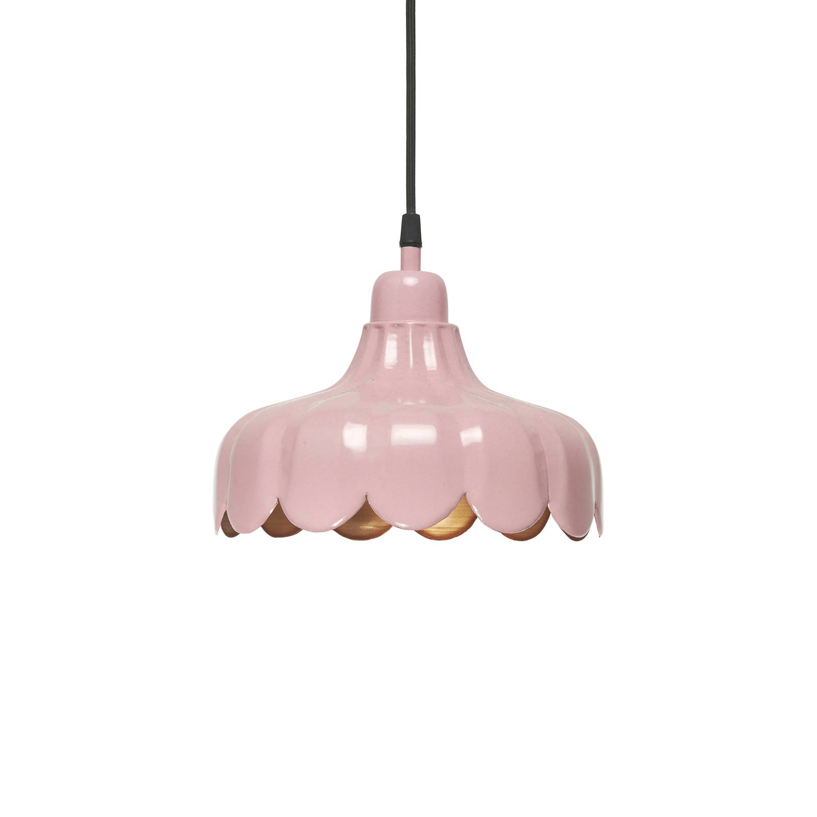 PR Home hängande lampa Wells Small, rosa/guld, Ø 24 cm, stickpropp