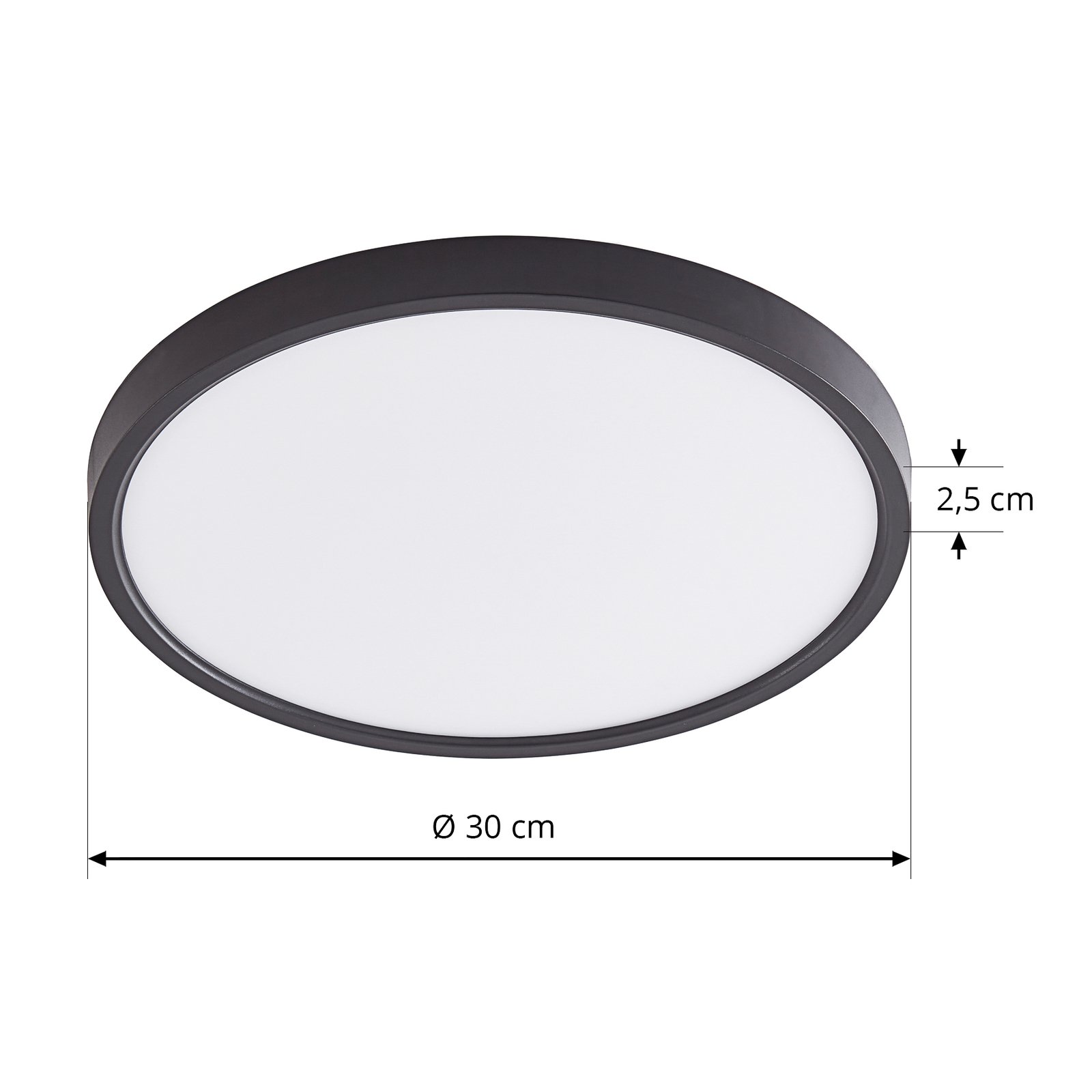 Lindby Smart LED φωτιστικό οροφής Pravin, Ø 30 cm, CCT, μαύρο