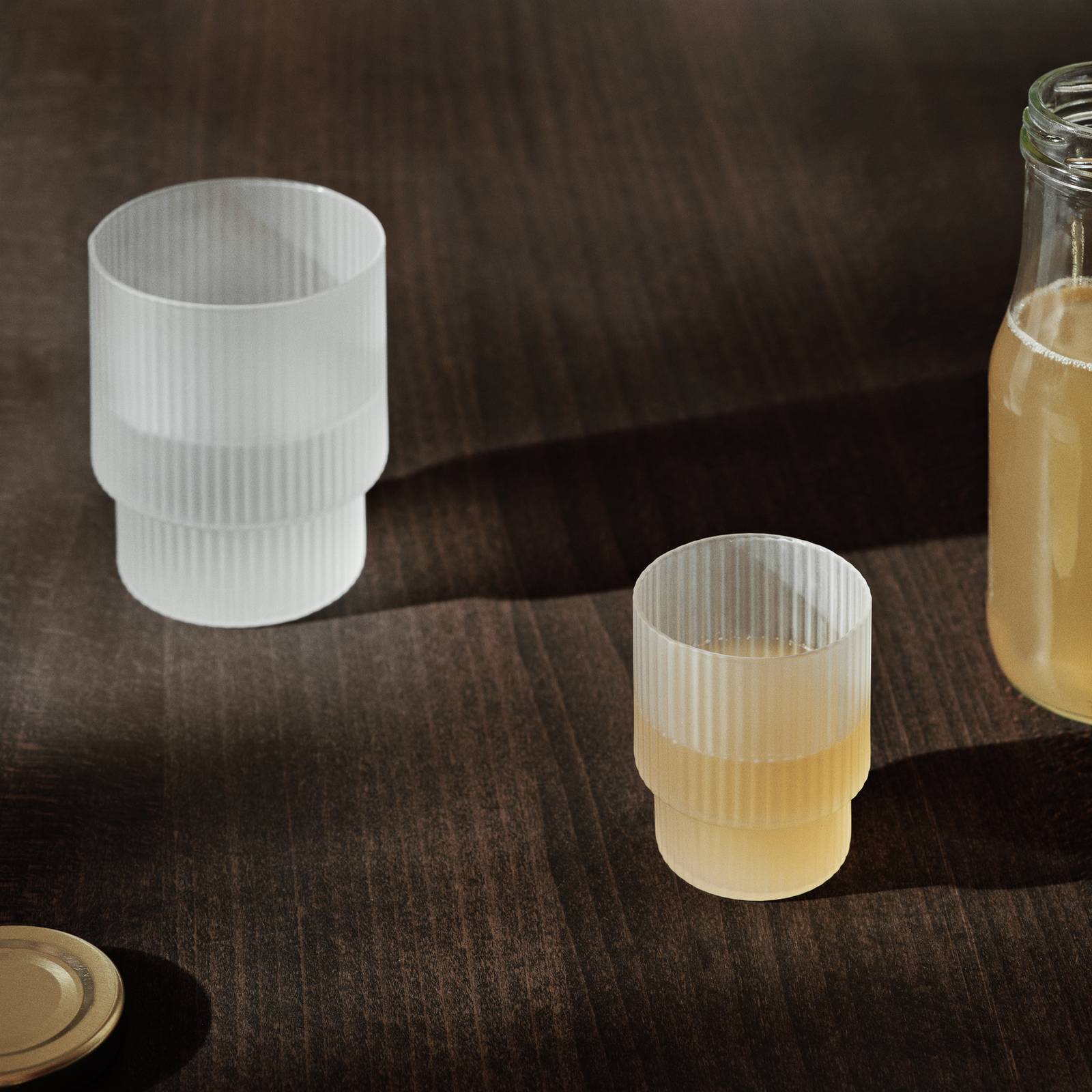 ferm LIVING Glass Ripple Small hvit 60 ml glass sett med 4 stk