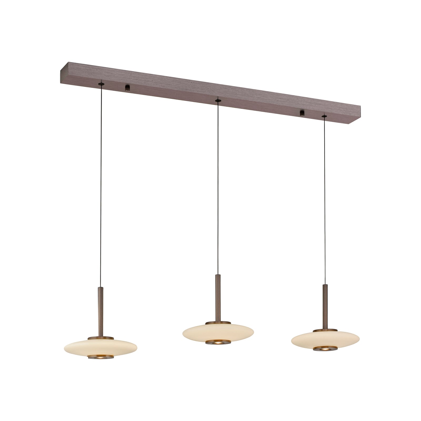 Suspension LED Vitrum, marron/opale, verre/aluminium, à 3 lampes - PURE
