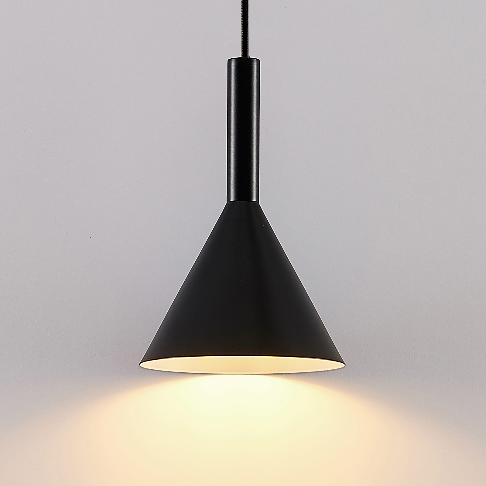 Arcchio Tadej pendant lamp 1-bulb 19cm black-white, for Living / Dining Room, steel, E27, 40 W, energy efficiency: A++, H: 28 cm