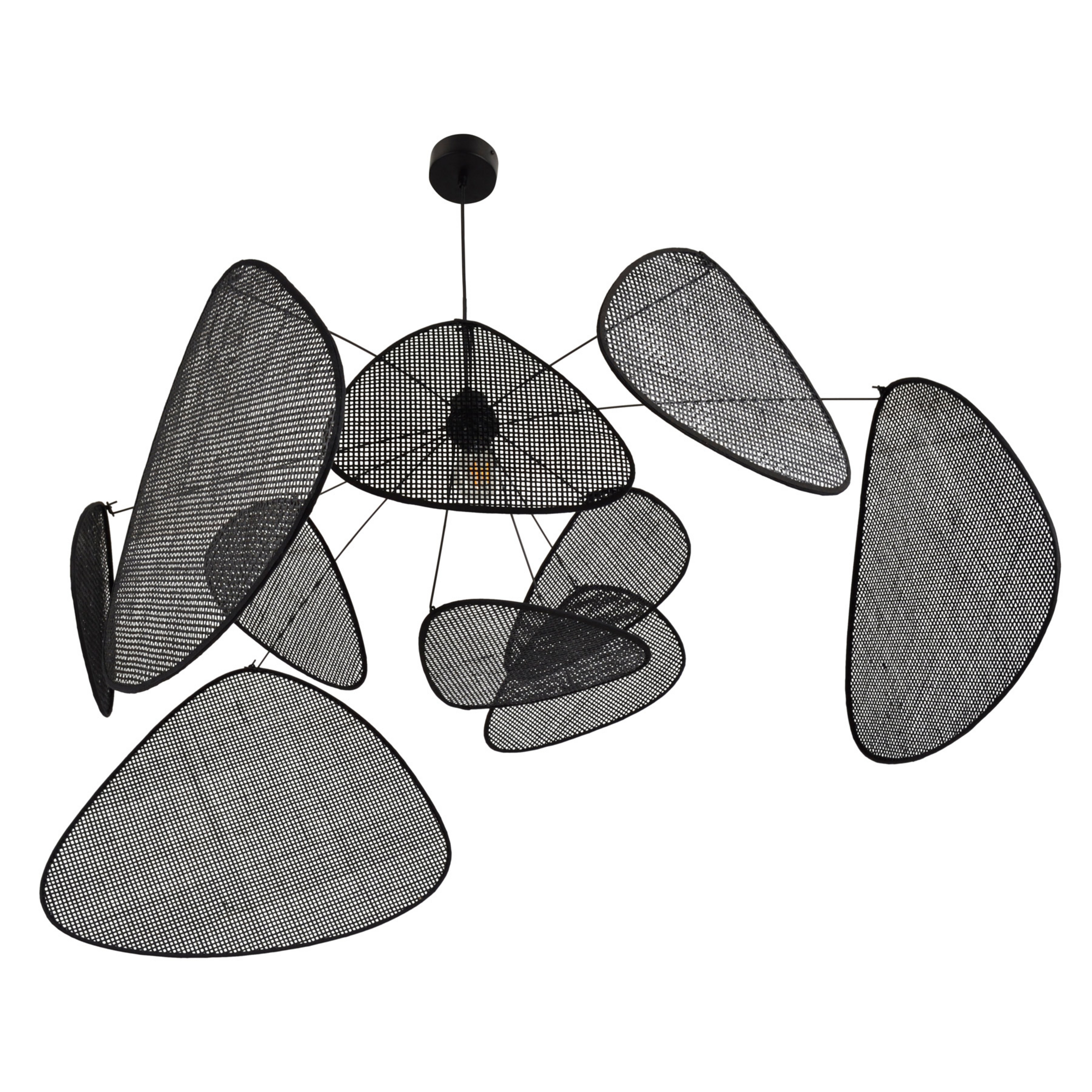 Lampada a sospensione Screen XL, 60 cm, nera, rattan - MARKET SET