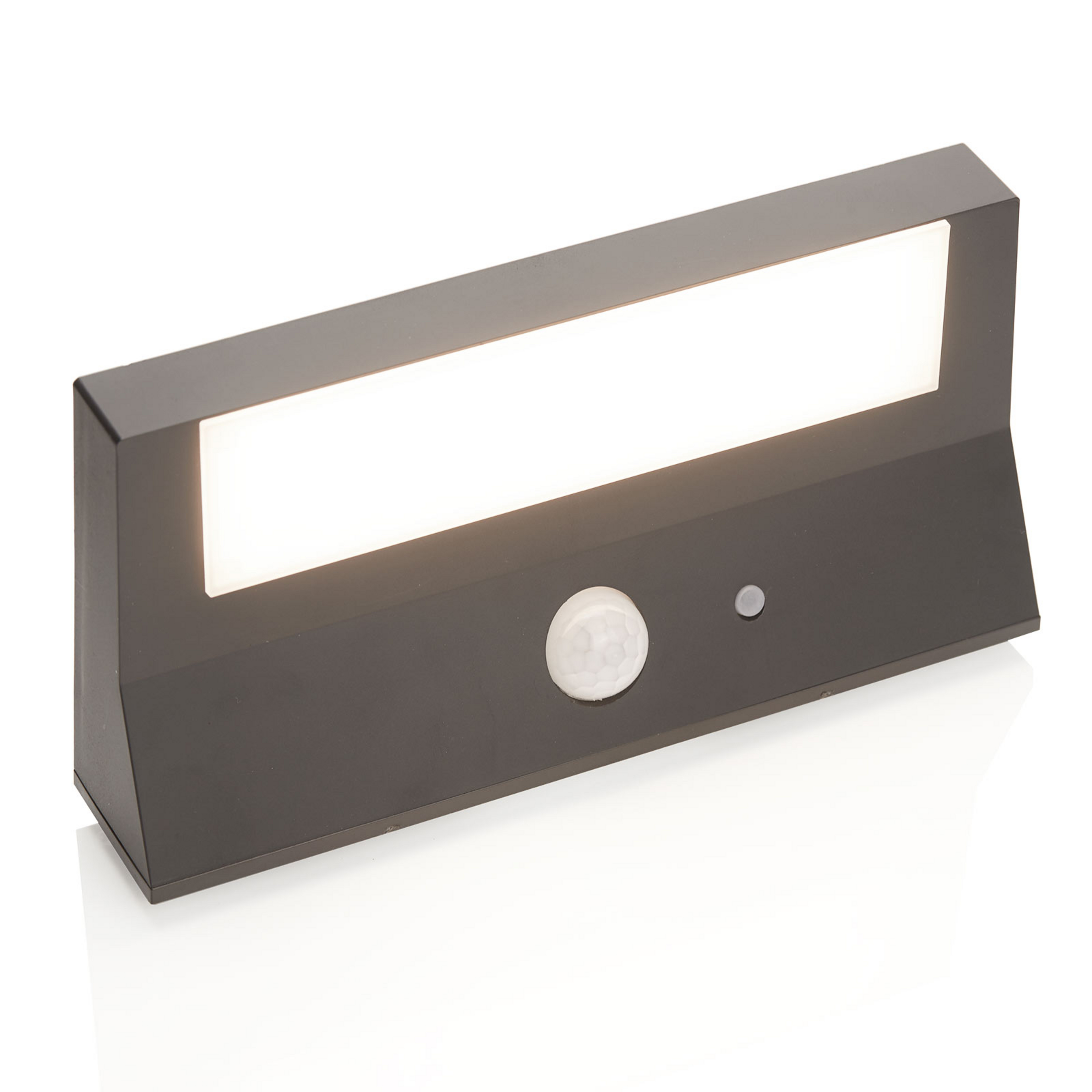 Candeeiro de parede exterior LED solar Maresia, sensor, antracite - Lindby