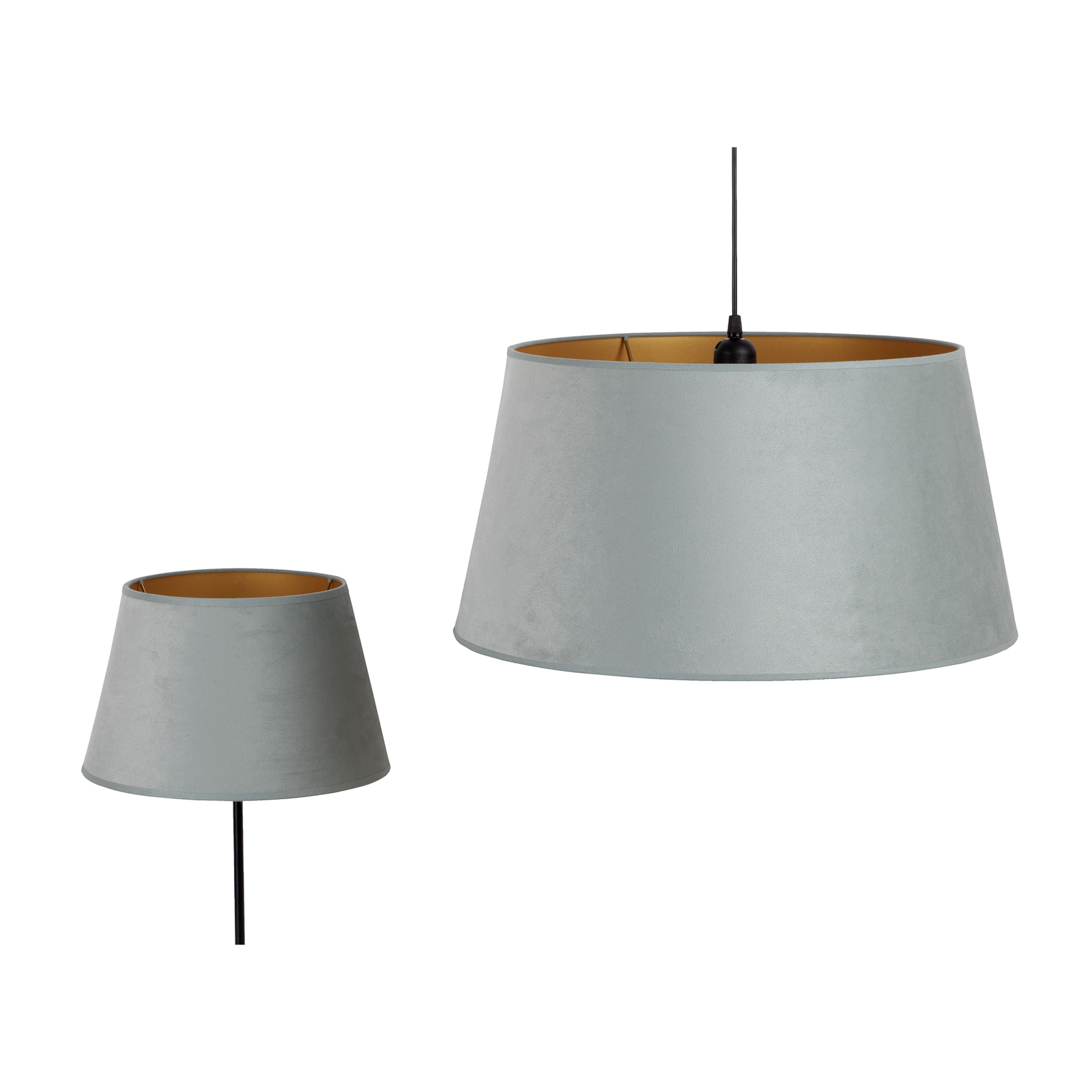 Cone lampshade height 22.5 cm, mint green/gold