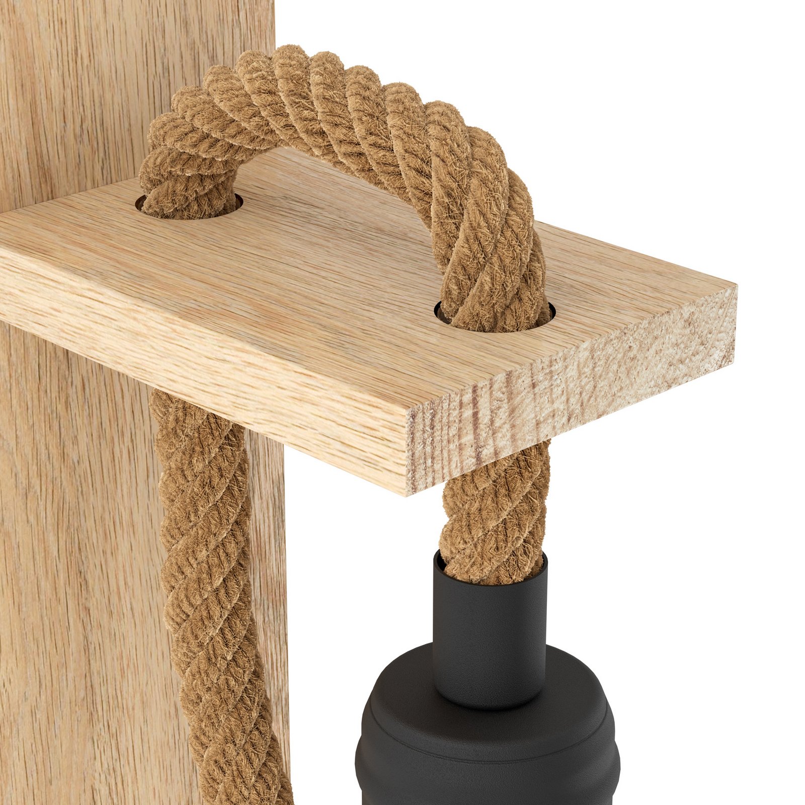 Puidust ja trossist seinavalgusti, ilma varjujooneta Puidust ja trossist seinavalgusti, ilma varjujooneta