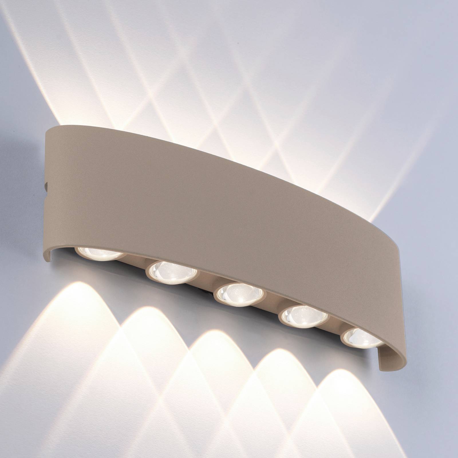 PAUL NEUHAUS LED buiten wandlamp Carlo, 27 cm, zandkleurig